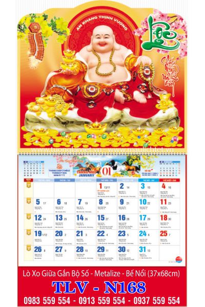 Lịch lò xo giữa 13 tờ Phật Di Lặc