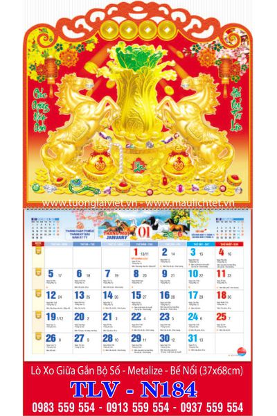 Lịch lò xo giữa 13 tờ Phát Tài