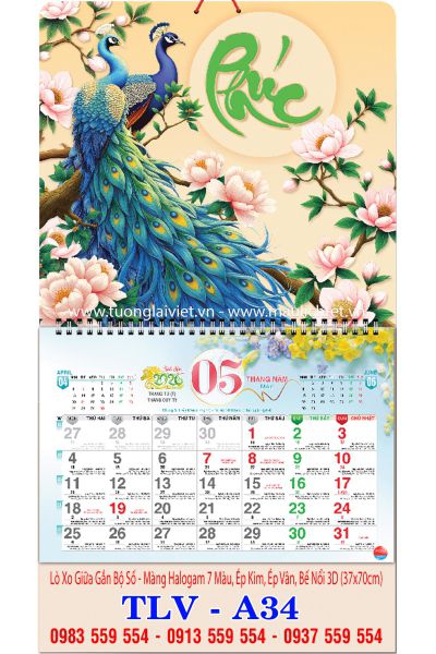 Lịch lò xo giữa 13 tờ Phúc Lộc