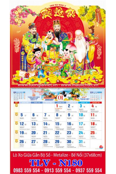 Lịch lò xo giữa 13 tờ Phước Lộc Thọ