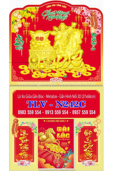 Lịch lò xo giữa dán nổi Phát Tài