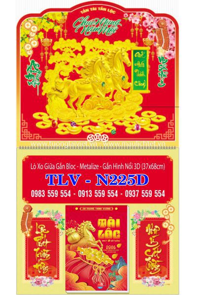 Lịch lò xo giữa dán nổi Tết An Khang