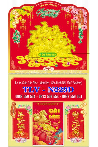 Lịch lò xo giữa dán nổi Xuân Phát Tài