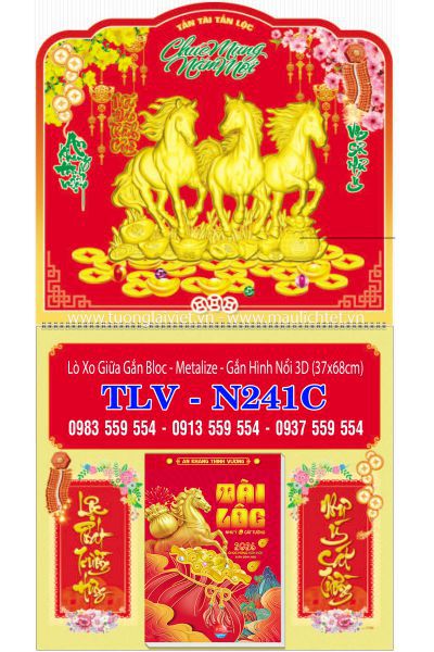 Lịch lò xo giữa dán nổi Xuân Thịnh Vượng